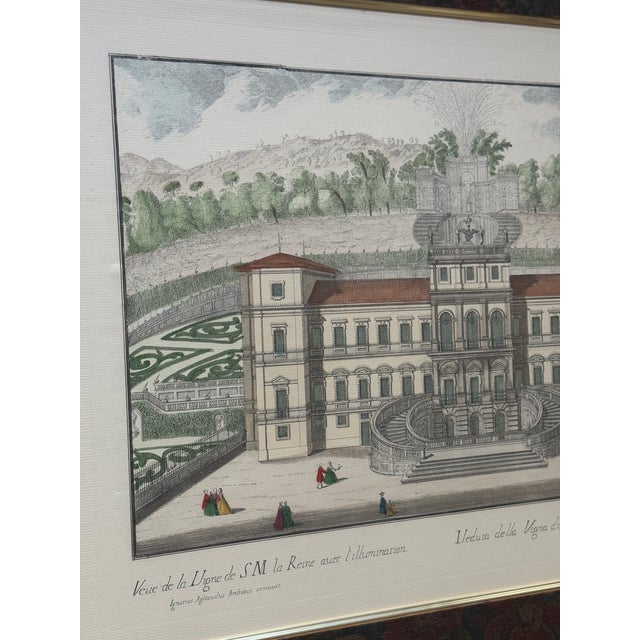 Green 1737 Etching of Villa Della Regina in Turin by Giovanni Antonio Belmond, Framed For Sale - Image 8 of 9
