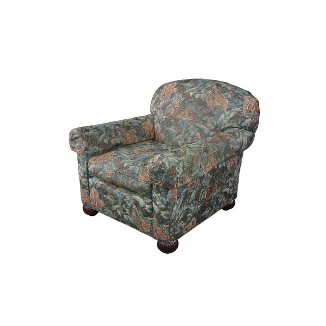 This vintage Sherrill furniture armchair features a plush, overstuffed club design characterized by a gently arched...
