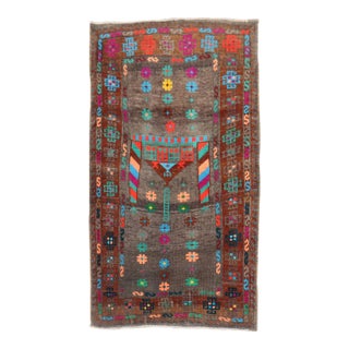 Funky Turkish 20th Century Cotton Wool Mat Size Rug - 2'2" x 3'11" For Sale