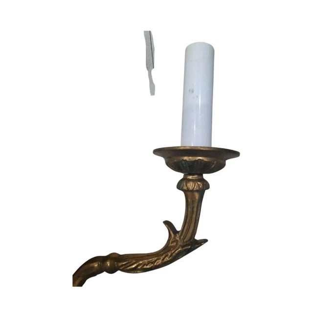 French Pair of French Empire Gilt Bronze Sconces, Circa 1890s For Sale - Image 3 of 9
