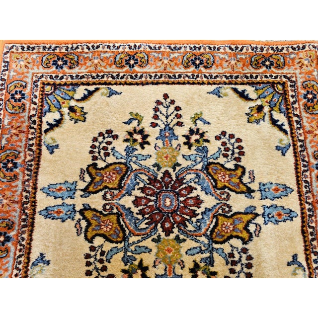 1900 - 1909 Vintage Persian Bakhtiari Rug, Hand-Knotted Wool, Floral Pattern, Ivory & Rust Red, 3x3 For Sale - Image 5 of 12