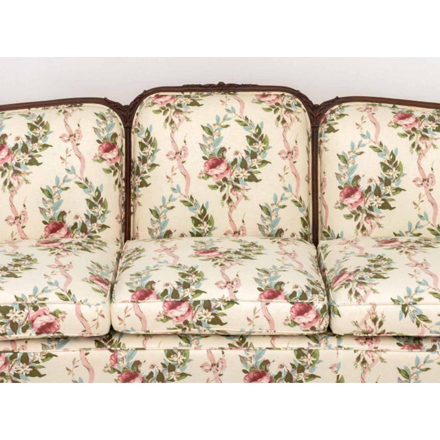 French Louis XV Style Floral Upholstered Three-Seat Sofa For Sale - Image 3 of 8