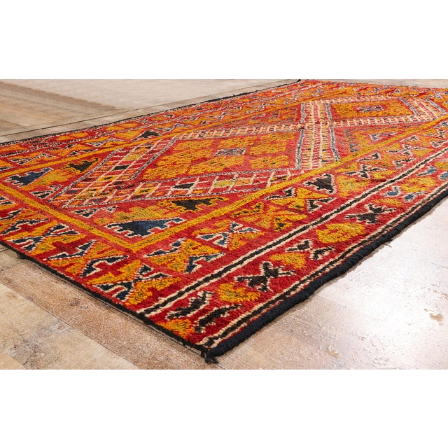 Red Vintage Beni M'Guild Moroccan Rug, 05'11 X 10'01 For Sale - Image 8 of 10