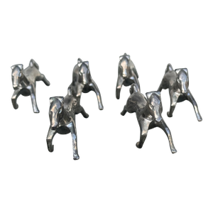 French Vintage Set of 6 Silver Plate Horse Knife / Cutlery Rests