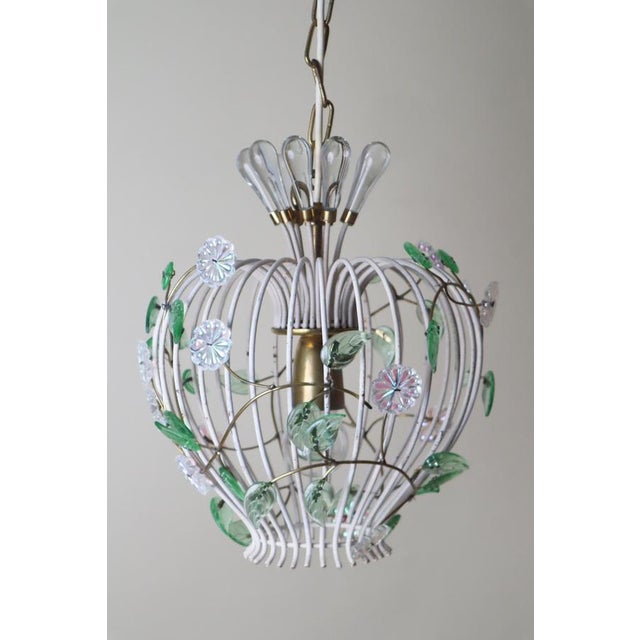 Mid-Century Modern Birdcage Hanging Lamp with Iridescent Flowers, 1950s For Sale - Image 12 of 18