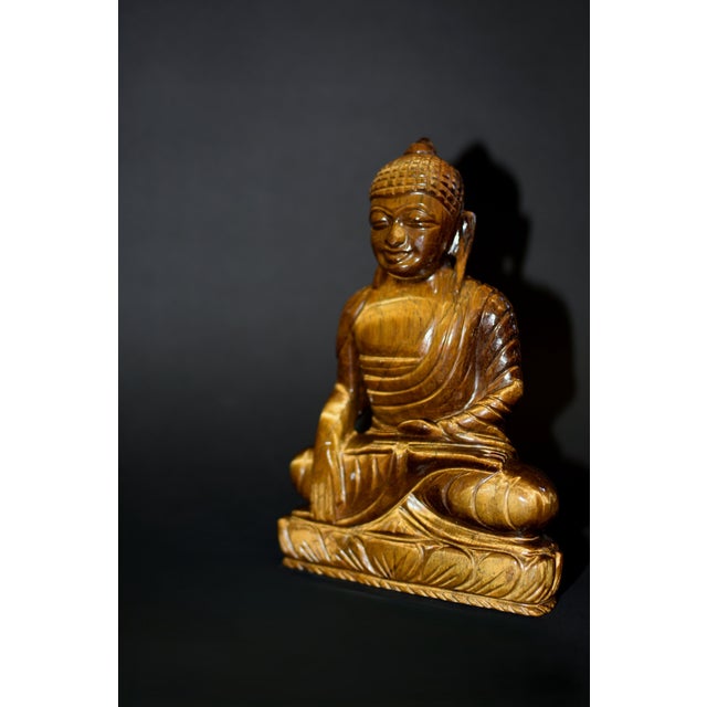 Natural Tiger's Eye Gemstone Buddha Statue For Sale - Image 11 of 14