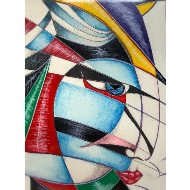 Abstract Original Juan Quevedo Pop Cubism Geometric Guitarist Music Mixed Media Painting For Sale - Image 3 of 18