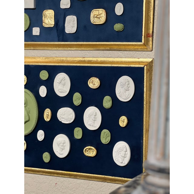 #1040 Pair of Grand Tour Revival Adams Style Gilt & Plaster Intaglio in Giltwood Frames For Sale - Image 4 of 12