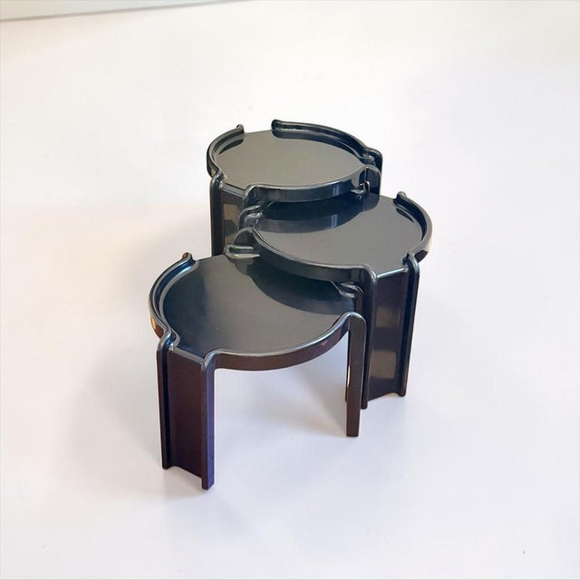 Plastic Black Nesting Tables by Giotto Stoppino for Kartell, Italy, 1960s, Set of 3 For Sale - Image 7 of 16