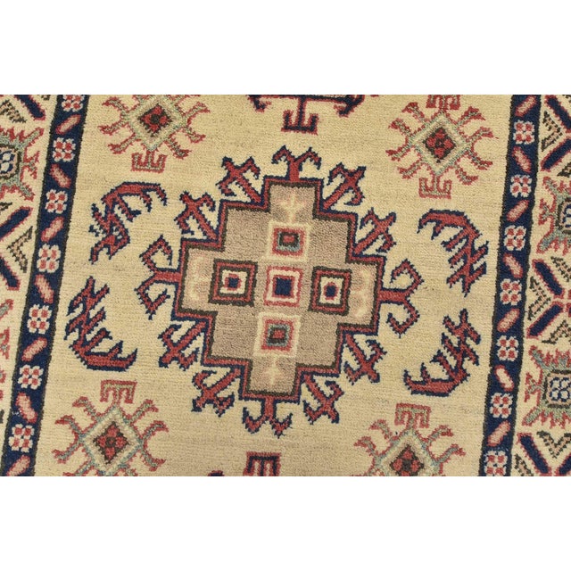 Textile Kazak Runner 2’9” X 9’7” Beige Wool Tribal Hand-Knotted Oriental Rug For Sale - Image 7 of 12
