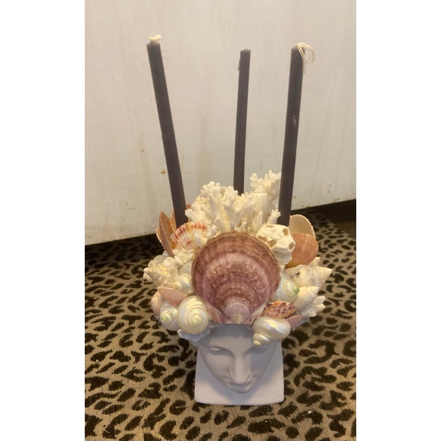 Lavender Shell-Encrusted Bust in Farrow & Ball “Calluna” For Sale - Image 8 of 12