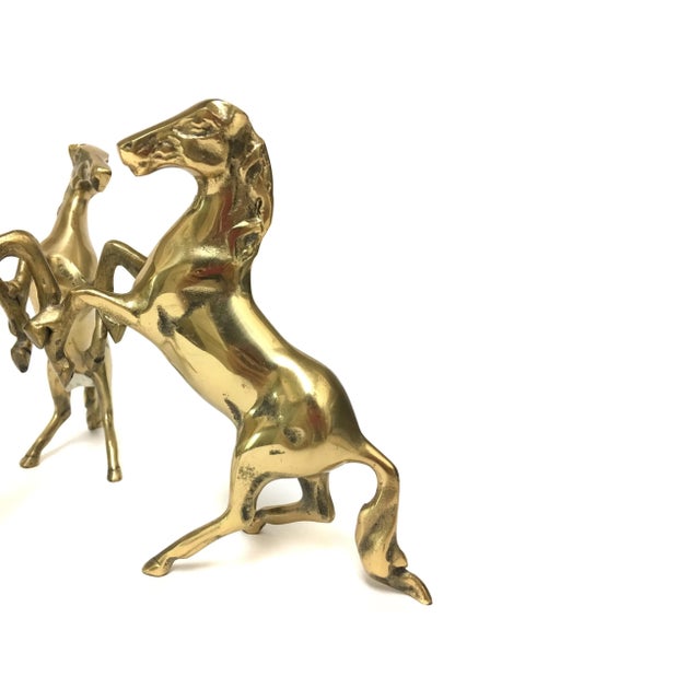 Metal Three Brass Horses Holding Crystal Diamond Candle Holder For Sale - Image 7 of 11