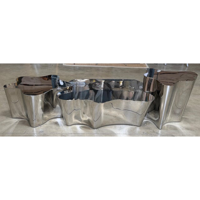 Three-Piece Biomorphic Polished Stainless Steel Coffee Table, Early 2000s For Sale - Image 11 of 18