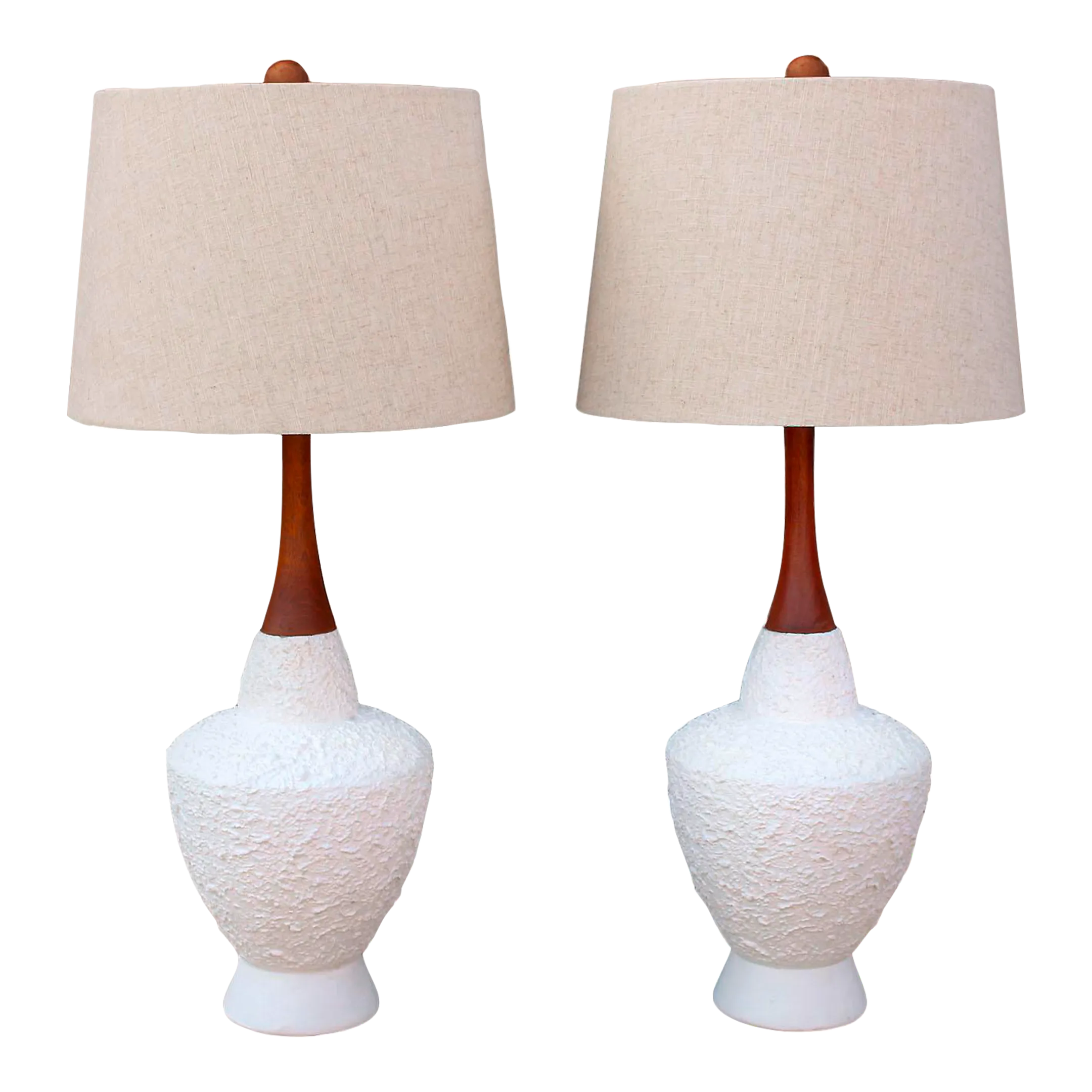 1960's Large-Scale Teak & Ivory Textured Plaster Danish Modern