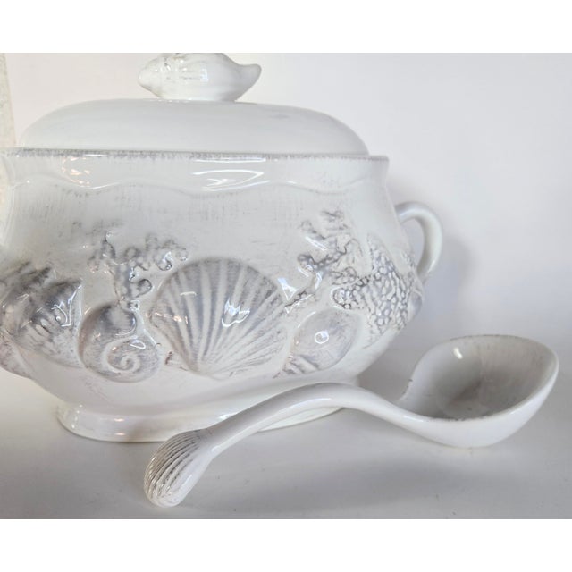 Shabby Chic Vintage Seashell Tureen and Ladle- Set of Two For Sale - Image 3 of 13