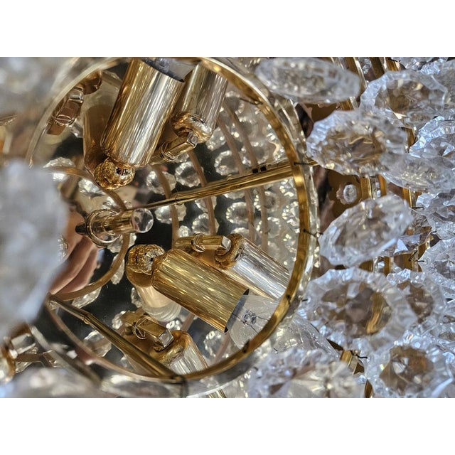 Gold Hollywood Regency German Ceiling Light from Palwa, 1970s For Sale - Image 8 of 9