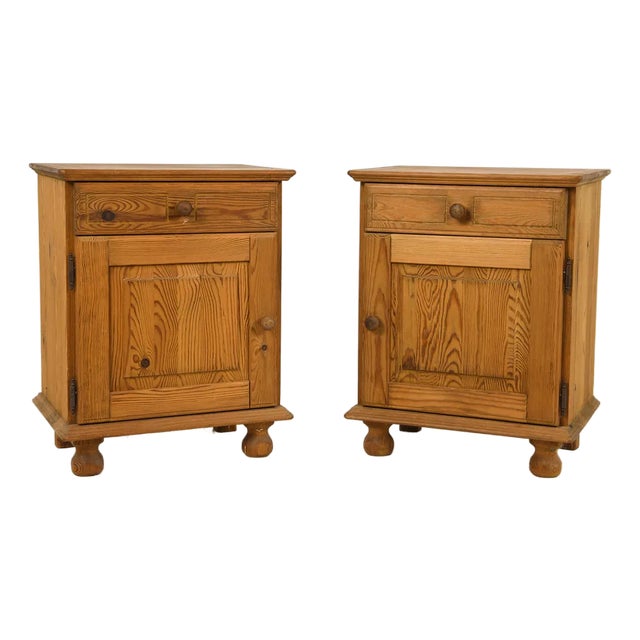 Mid-20th Century Scandinavian Pine Nightstands - A Pair For Sale
