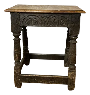 Carved Oak Joined Stool, 1680
