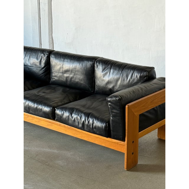 Black 1960s Tobia Scarpa “Bastiano” Black Leather, Three-Seater Sofa, Gavina For Sale - Image 8 of 10