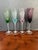Modern Vintage Hand-Blown Art Glass Champagne Flutes – Set of 4– Jewel Tone Stemware – Green Aqua Pink Amethyst For Sale - Image 3 of 10