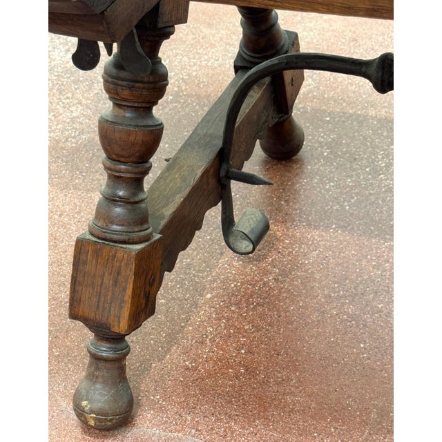 Spanish Castilian Refectory Style Walnut & Wrought Iron Coffee Table, Early 20th For Sale - Image 12 of 14