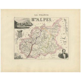 Map of Basses-Alpes France with Digne and Lavender Region by Vuillemin, c.1850 For Sale