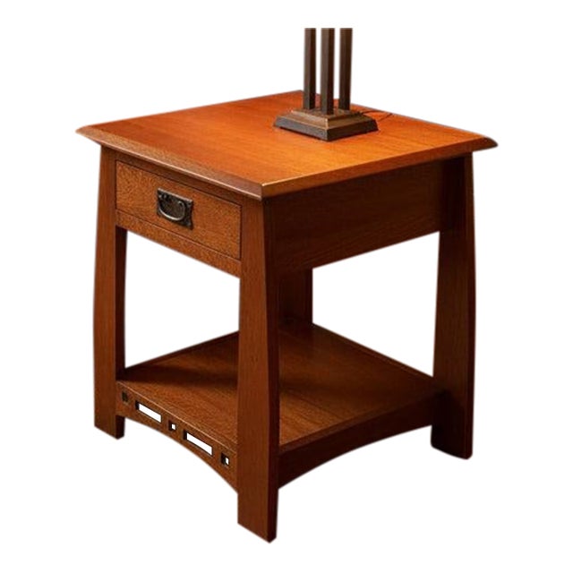 Mission Oak 1 Drawer Inlay End Table - Model A24 For Sale