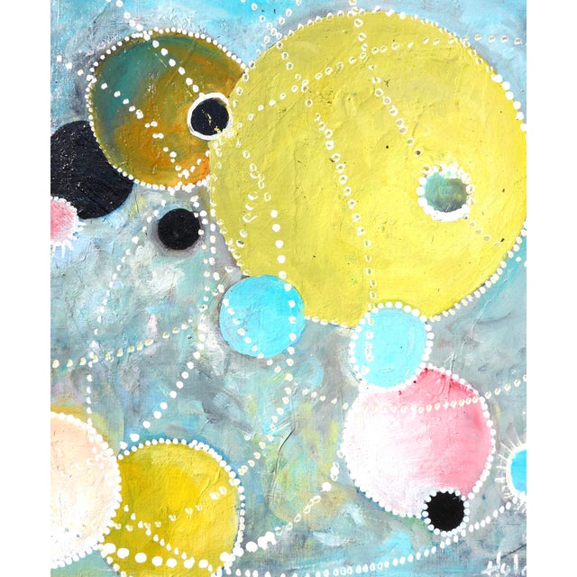 Original highly sought after contemporary oil painting of colors floating and intersecting.. Colors are very harmonious....