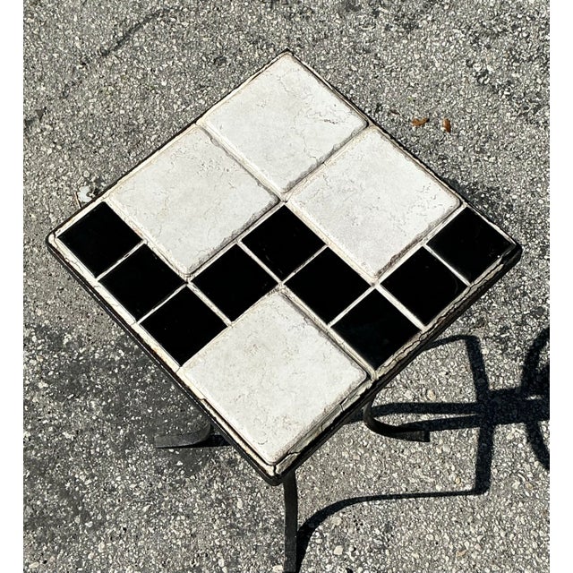 Mid 20th Century Vintage Boho Tile Top Drinks Table For Sale - Image 5 of 9