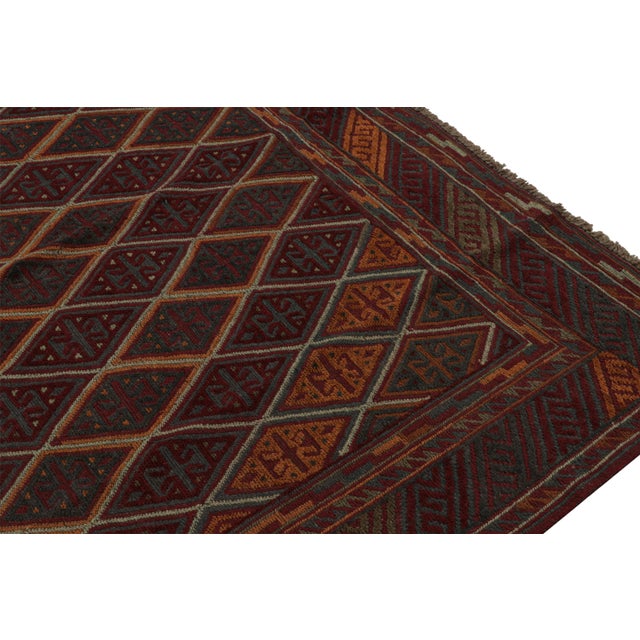 Rug & Kilim Rug & Kilim’s Mashwani Afghan Tribal Rug in Burgundy With Diamond Patterns For Sale - Image 4 of 6