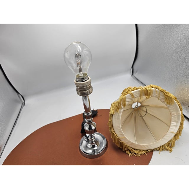 Vintage Art Deco Nickel-Plated Table Lamp, 1940s For Sale - Image 6 of 8