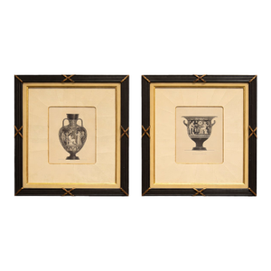 Pair of Neoclassical Engravings of Greek Vases in Custom Black & Gilt Frames