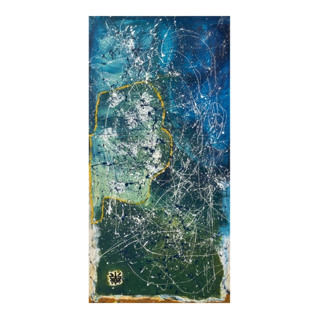 Large Abstract Splatter Composition Oil on Canvas For Sale