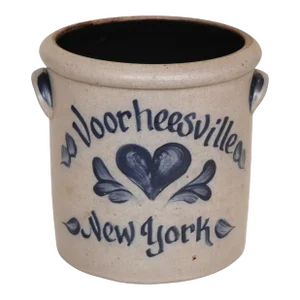 Voorheesville New York Earthenware Crock
