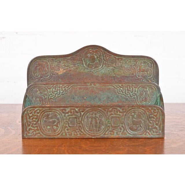 Tiffany Studios New York Zodiac Patinated Bronze Letter Rack, Circa 1910 For Sale - Image 12 of 12