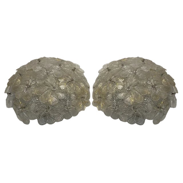 Murano Glass Flower Sconces by Seguso, 1960s, Set of 2 For Sale