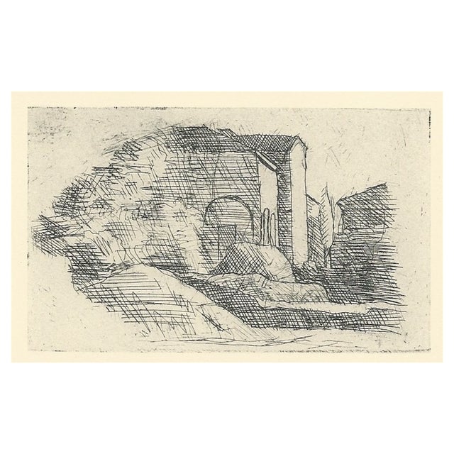 Morandi, House with Porch and Cypress, 1957, Paper For Sale