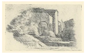 Morandi, House with Porch and Cypress, 1957, Paper