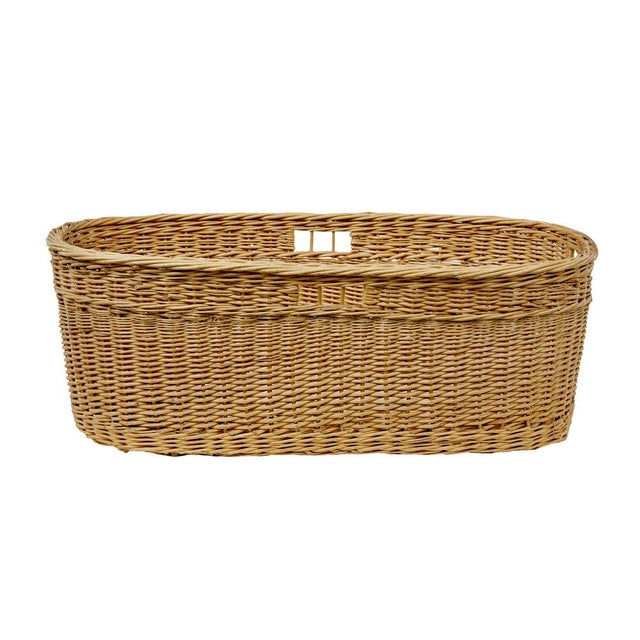 Wood Antique Swedish Hand Woven Linen Basket, 1900 For Sale - Image 7 of 9