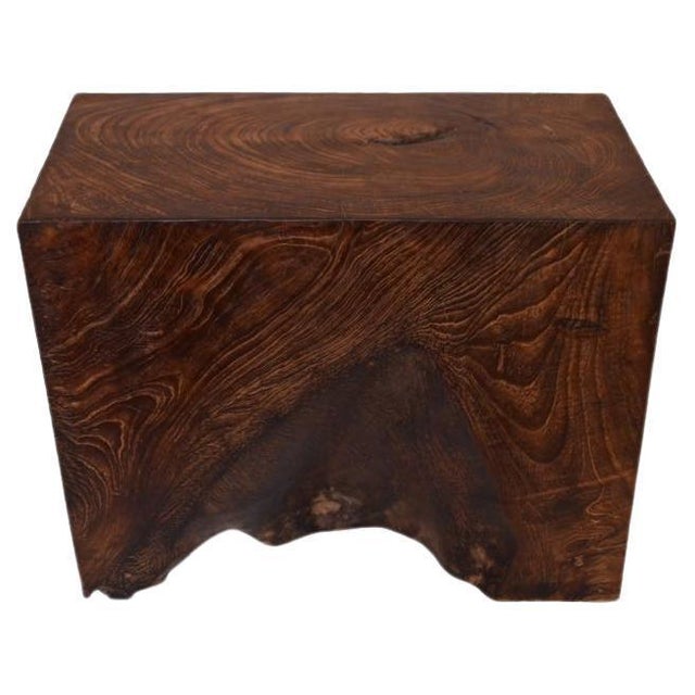 Minimalist side table hand carved whilst respecting the natural reclaimed teak wood. Single charred revealing the...