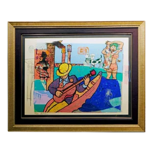 1990s Richard Merkin "Orpheus and Euryd" Lithograph Hand Signed Artwork, Framed