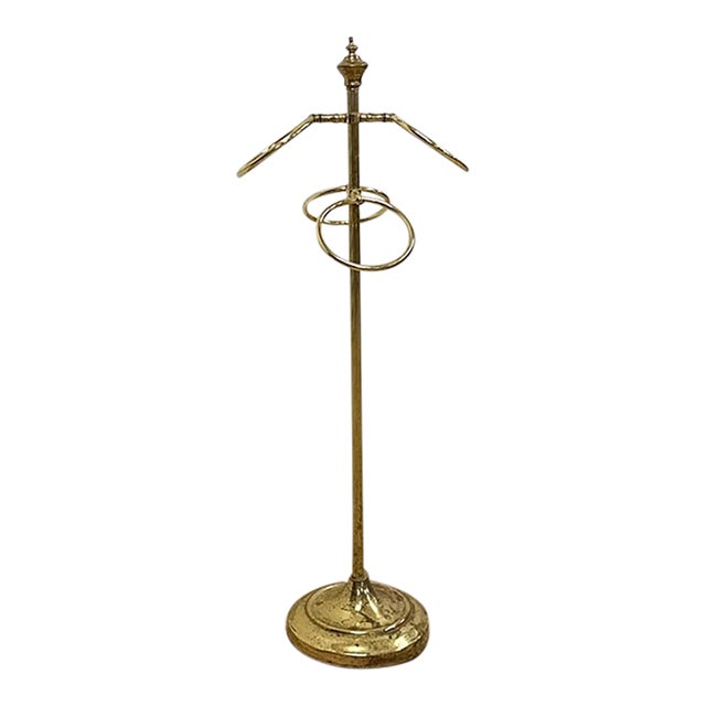 Vintage Towel Rack Brass Regency Freestanding Scarf Rack Hollywood Regency MCM For Sale