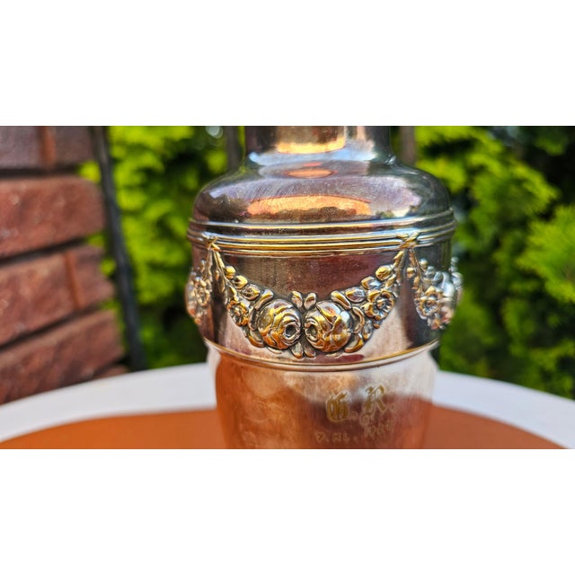 Art Deco Silver-Plated Vase with Embossed Floral Design, 1927 For Sale - Image 3 of 9