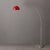 Nova 1960s Half Dome Mid Century Modern Floor Lamp - Morelli Arc Lamp, Crimson Red Shade, Satin Nickel Steel, Dimmable For Sale - Image 4 of 7