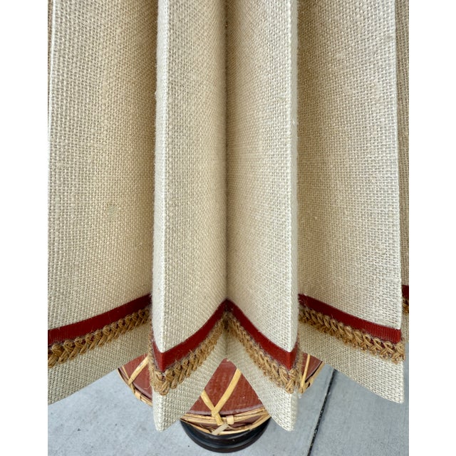 Brown Massive Terracotta & Rattan Table Lamp From 70's For Sale - Image 8 of 8