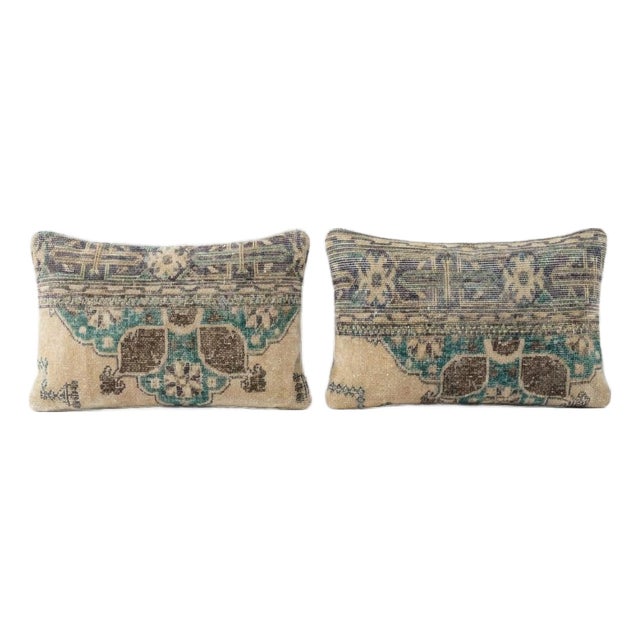 Turkish Lumbar Rug Pillow Cover 16'' X 24'' - Set of Two For Sale