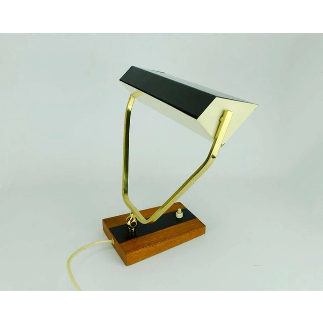 Metal, Brass & Teak Desk Lamp from Kaiser Leuchten, 1960s For Sale - Image 10 of 12