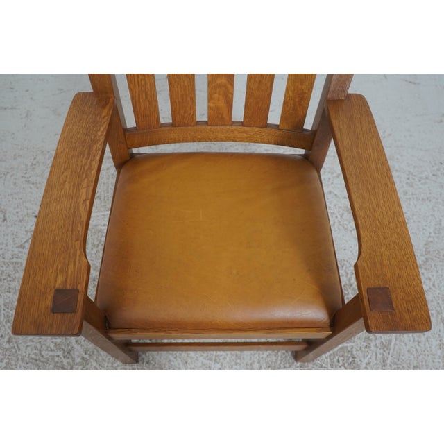 Set of 6 Stickley Mission Oak Arts & Crafts Dining Chairs For Sale - Image 10 of 18