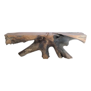 Suar Wooden Console Table by Xyleia Petrified Wood For Sale