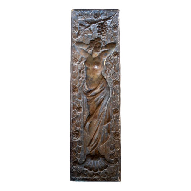 Jugendstil Brass Relief with Floral Motif, 1908 For Sale